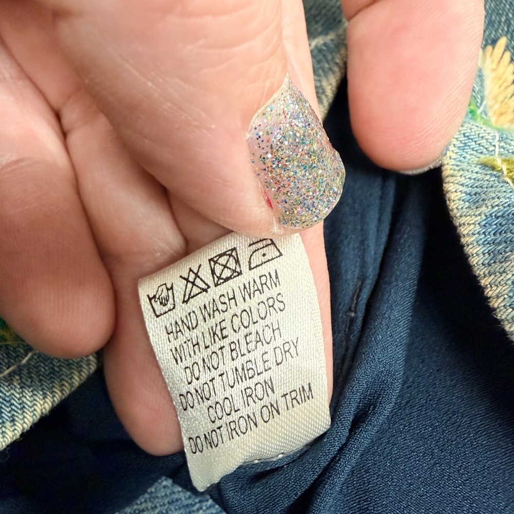 Aratta Women's Embroidered Denim Jacket - Blue and Multicolor - Picture 15 of 16